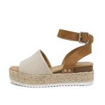 Topic Open Toe Buckle Ankle Strap Espadrilles Flatform Wedge Casual Sandal