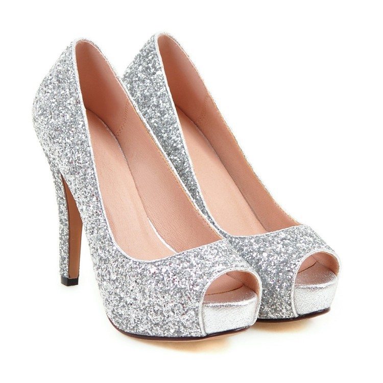 Nicole Hoyt Rainaa Peep-Toe Pump Women Shoes Silver